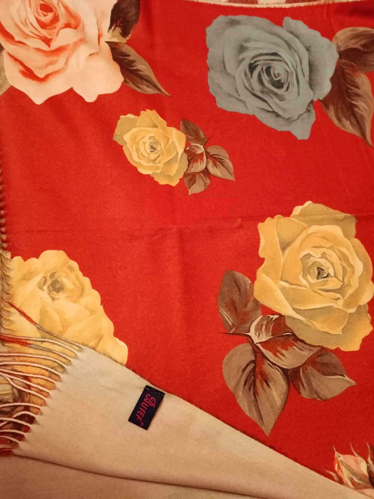Розкішний квітковий шарф (вовна + шовк)