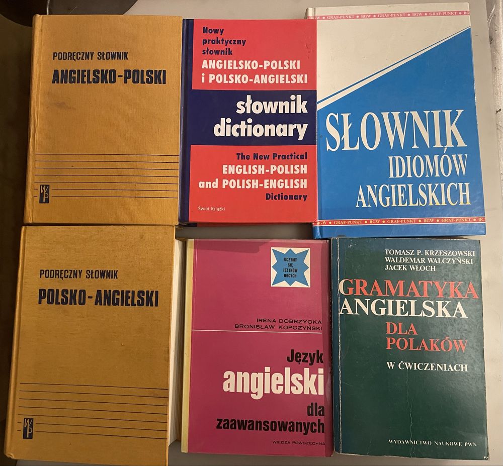 Zestaw 10 książek do nauki j.angielskiego: słowniki, gramatyka, kursy,
