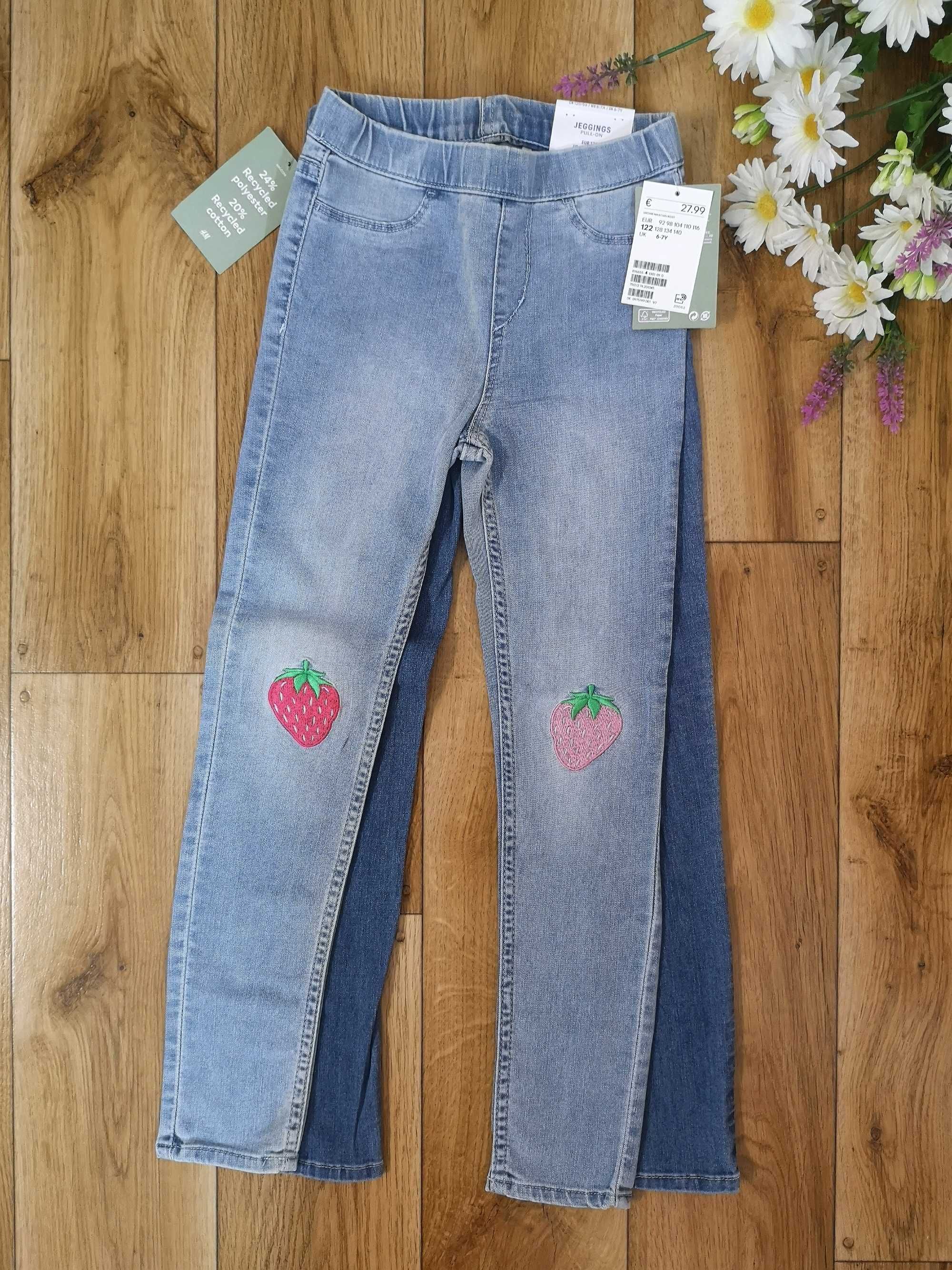 Komplet legginsów jeansowych dziewczęcych H&M r.122 NOWE