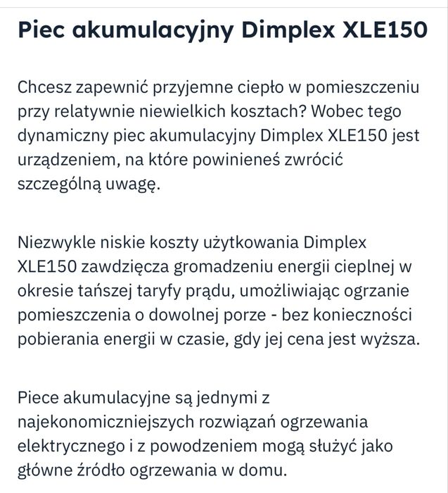 Piec akumulacyjny Dimplex XLE150 3,3kW Jak Nowy