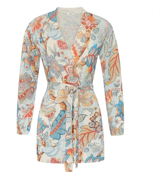 Etro Kolorowy Kardigan Damski xl len jedwab