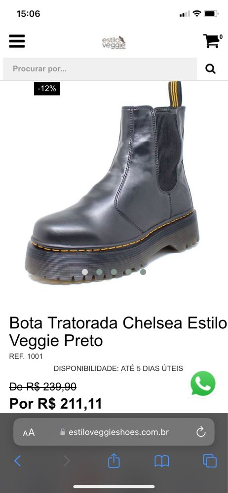 Bota/coturno couro vegano tam42BR/44PT