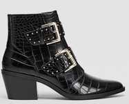 Stradivarius - Botas Botins Biker Pretas com Fivela (37)