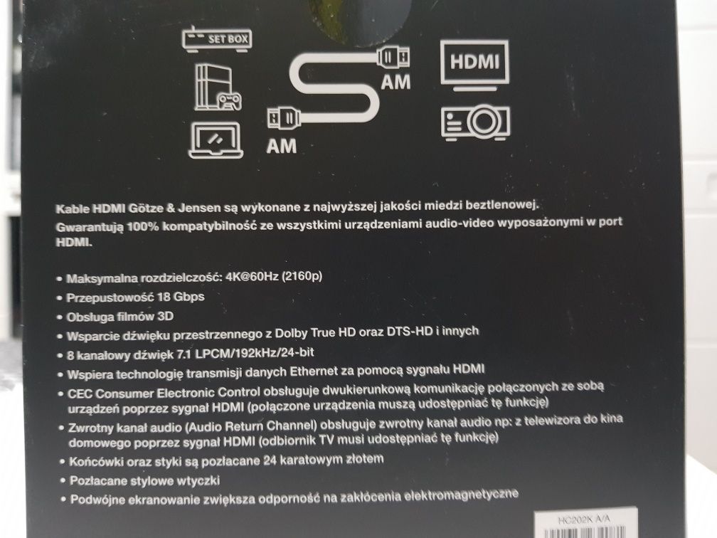 Kabel HDMI premium GoldenLine 2.0 metry obsługa 3D. Nowy!
