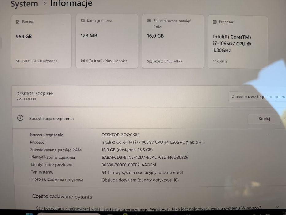 Dell xps 13 cali inel i7 2 w 1 kran dotykowy