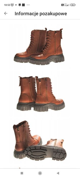 Workery damskie platforma brązowe 37