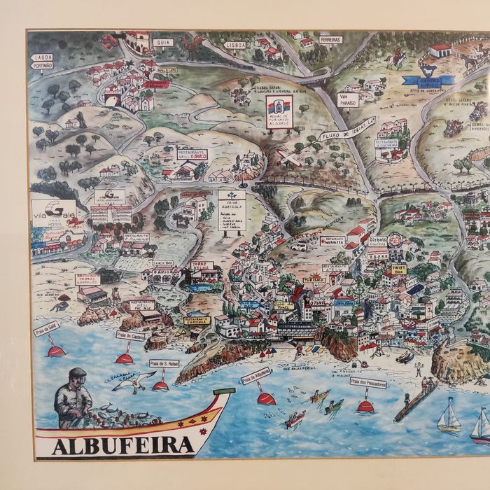 Quadro "ilustração, vista aérea de Albufeira" Anabela Costa 1999
