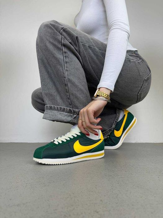 Чоловічі кросівки Nike Cortez зелений з жовтим ТОП НОВИЗНА