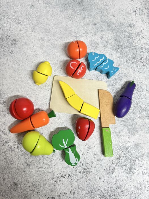 Деревʼяний набір "Овочі та фрукти для нарізання"
