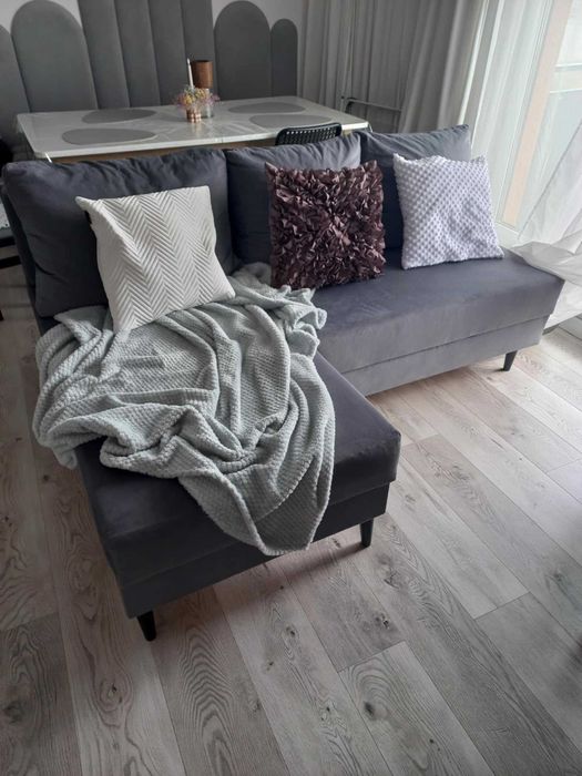 Narożnik z funkcją spania szary 180 x 140 cm