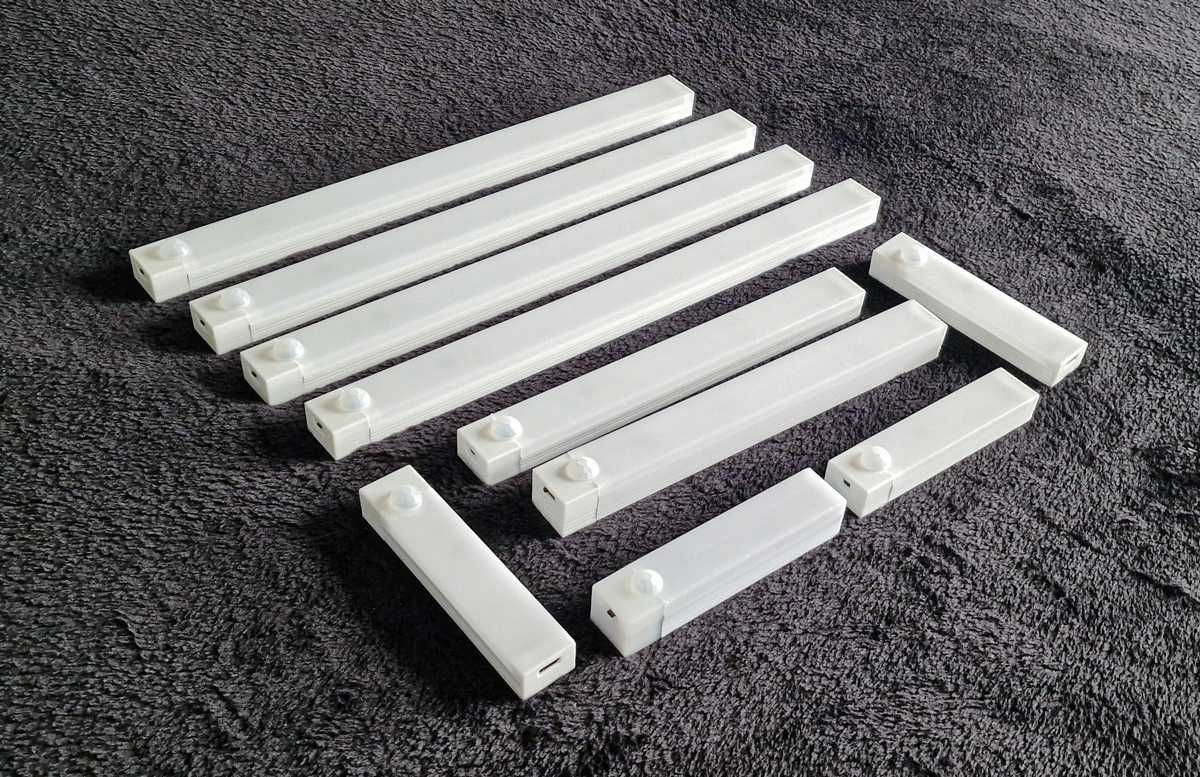 Zestaw 10 lampek / listew LED z czujnikiem ruchu - ładowane USB