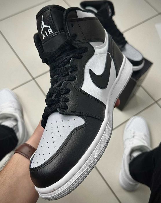 Кроссовки Мужские Найк Air Jordan черно бело серые Nike кожаные