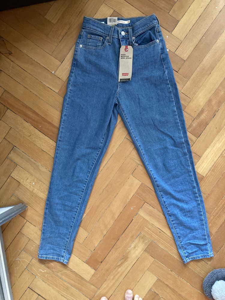 Spodnie dzinsy jeansy rurki Levi’s wysoki stan mom jeans rozm. 24 x 29