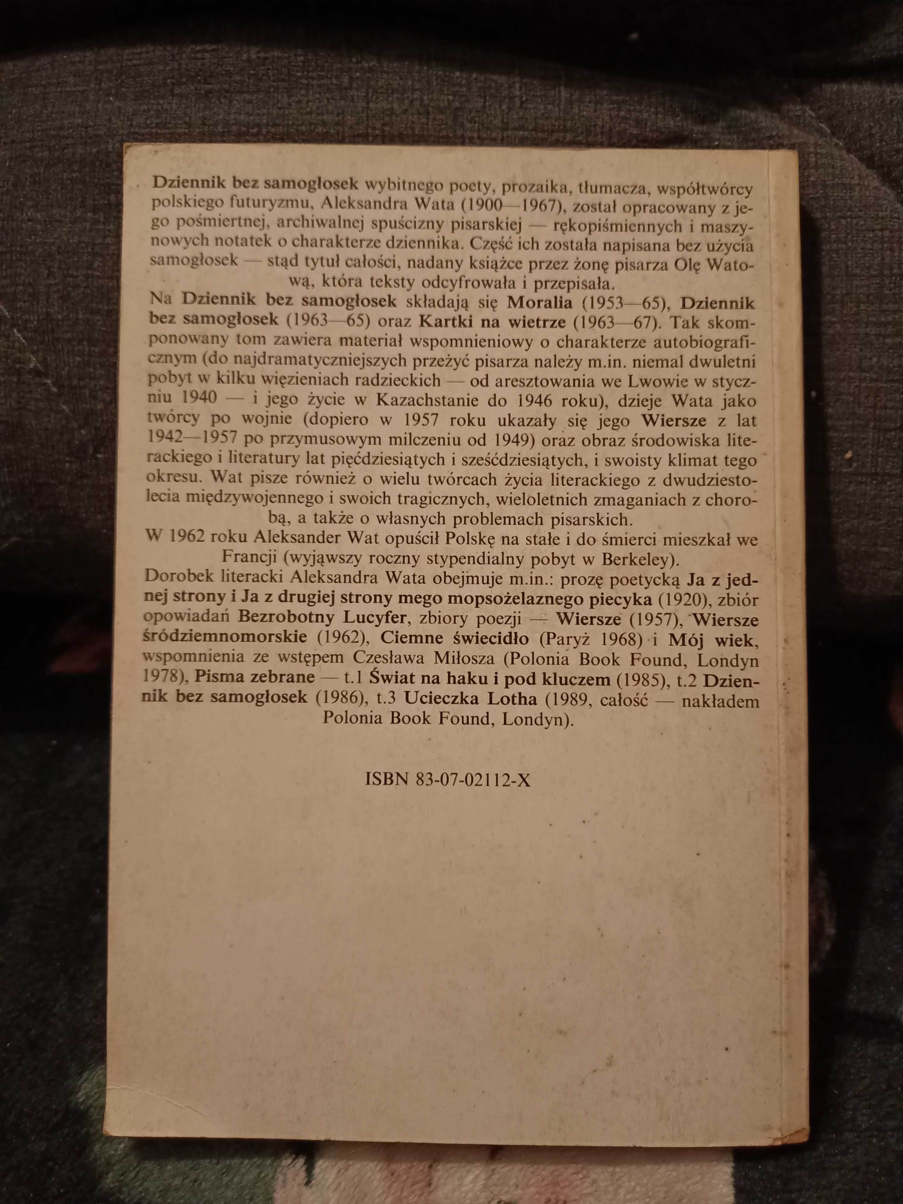 Wat A. - Dziennik bez samogłosek.