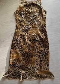 Vestido de seda com padrão de leopardo t. S-M