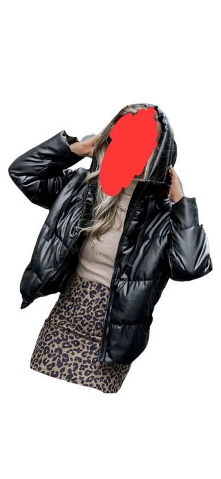 Kurtka ze skóry z kapturem nowa L 40