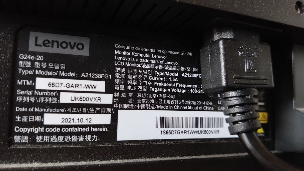Monitor Lenovo G27e-20.  24cale do gier
