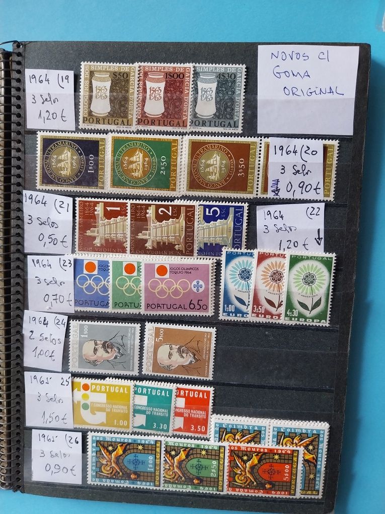 Selos de Portugal novos c/goma original.1956 a 1965 e Outros