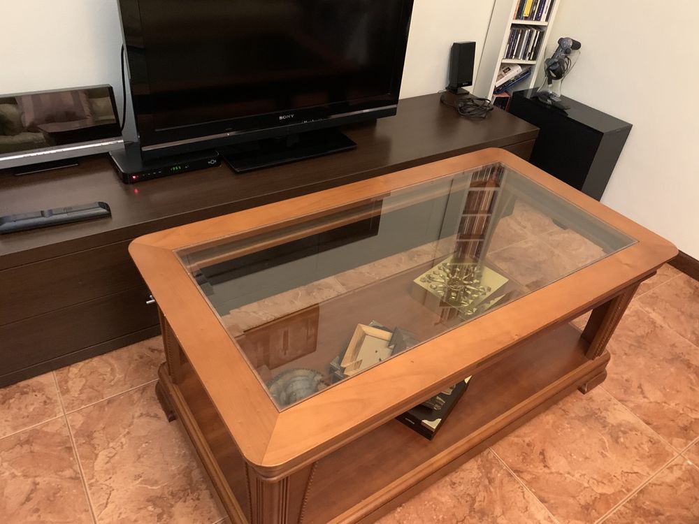 Mesa de Apoio madeira e Vidro