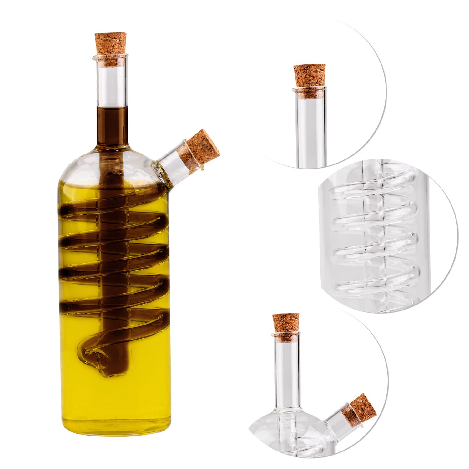 Dekoracyjna podwójna butelka 2w1 spirala 300 ml / 25 ml na oliwę