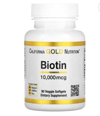 California Gold Nutrition, біотин, 10000 мкг, 90 капсул