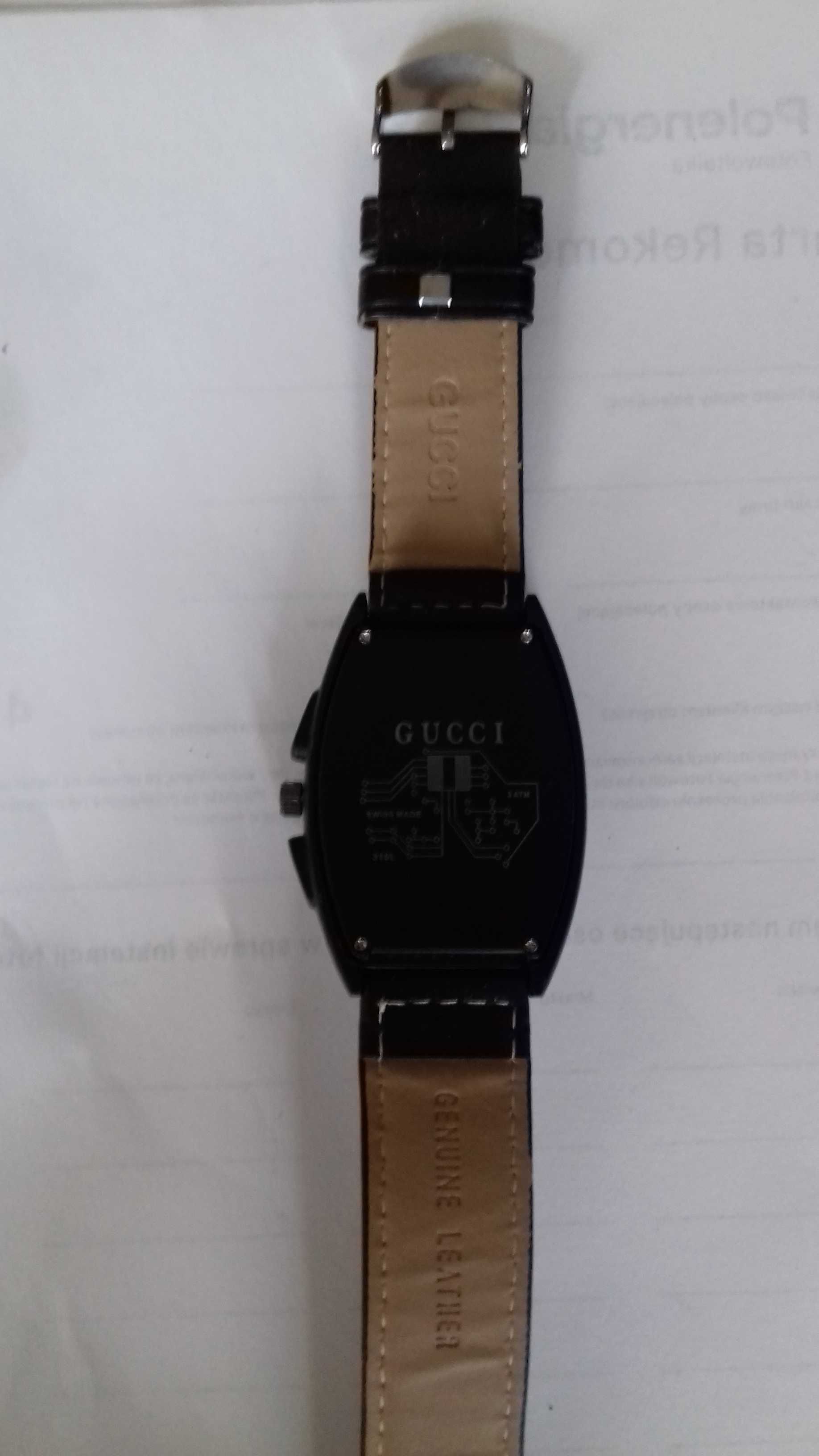 Zegarek męski Gucci czarny z białą tarczą cena 279 zł