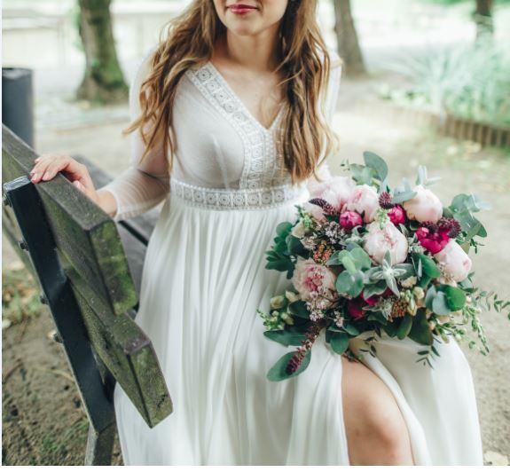 Suknia ślubna weselna boho rustykalna ręcznie haftowana r.40-42