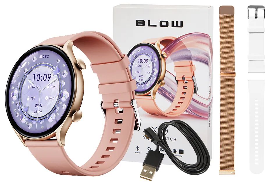 Zegarek damski smartwatch BLOW X19 funkcja rozmowy 3 paski w zestawie