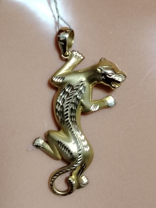 Золотая подвеска Леопард, золото 585 пробы.