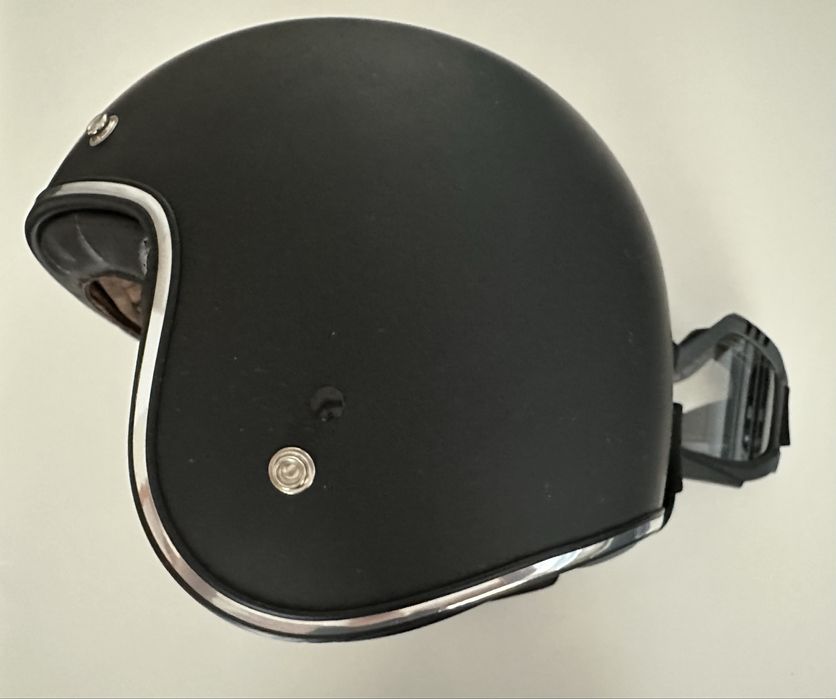 Capacete mota aberto ORIGINE preto + óculos removíveis
