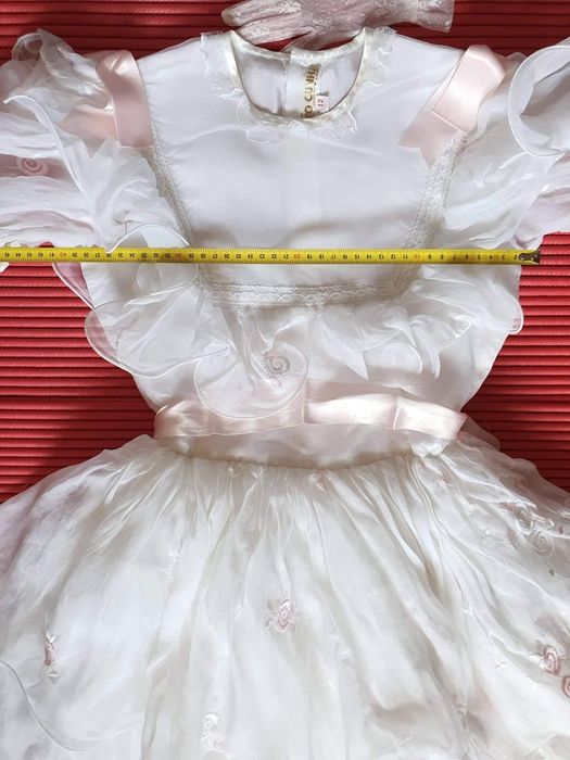 Vestido de Cerimónia Casamento/Baptizado Tamanho 12 e Luvas Tito Cunha