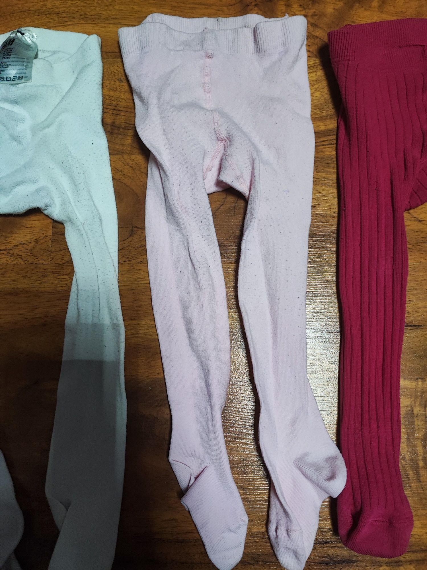 Rajstopy 74 80 paka białe Gatta H&M różowe prążki