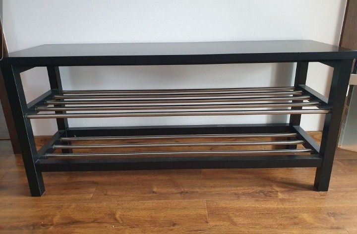 Półka na buty ławka siedzisko na kartony zabawki czarna Ikea 108x50cm