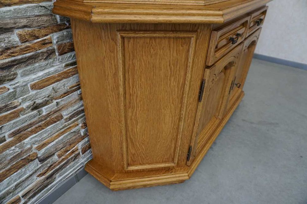 witryna z komodą dębowa podświetlana szer. 155 cm  (p-870)  -20%  -20%