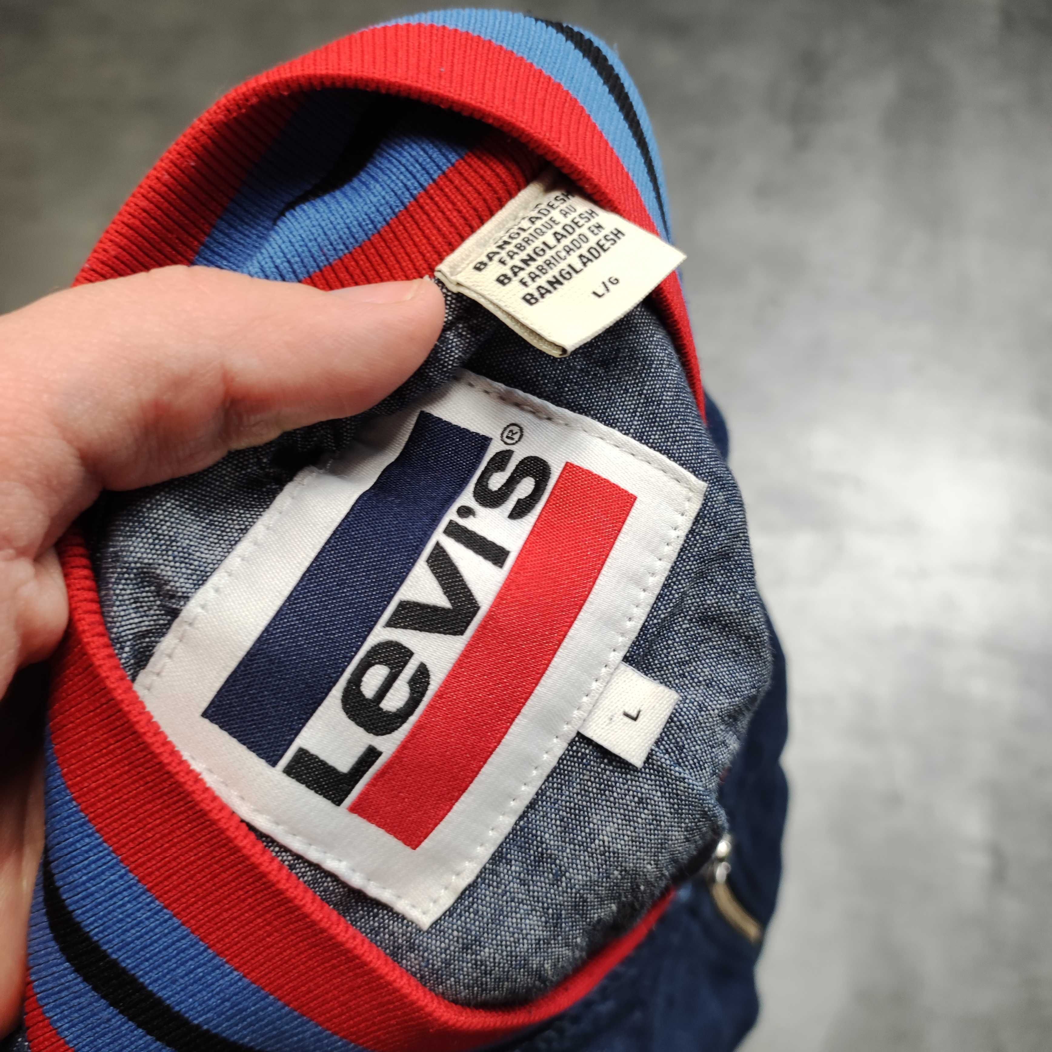 DAMSKA PREMIUM Kurtka Bomberka Lekka Jeansowa Levis Naszywka Logo Haft