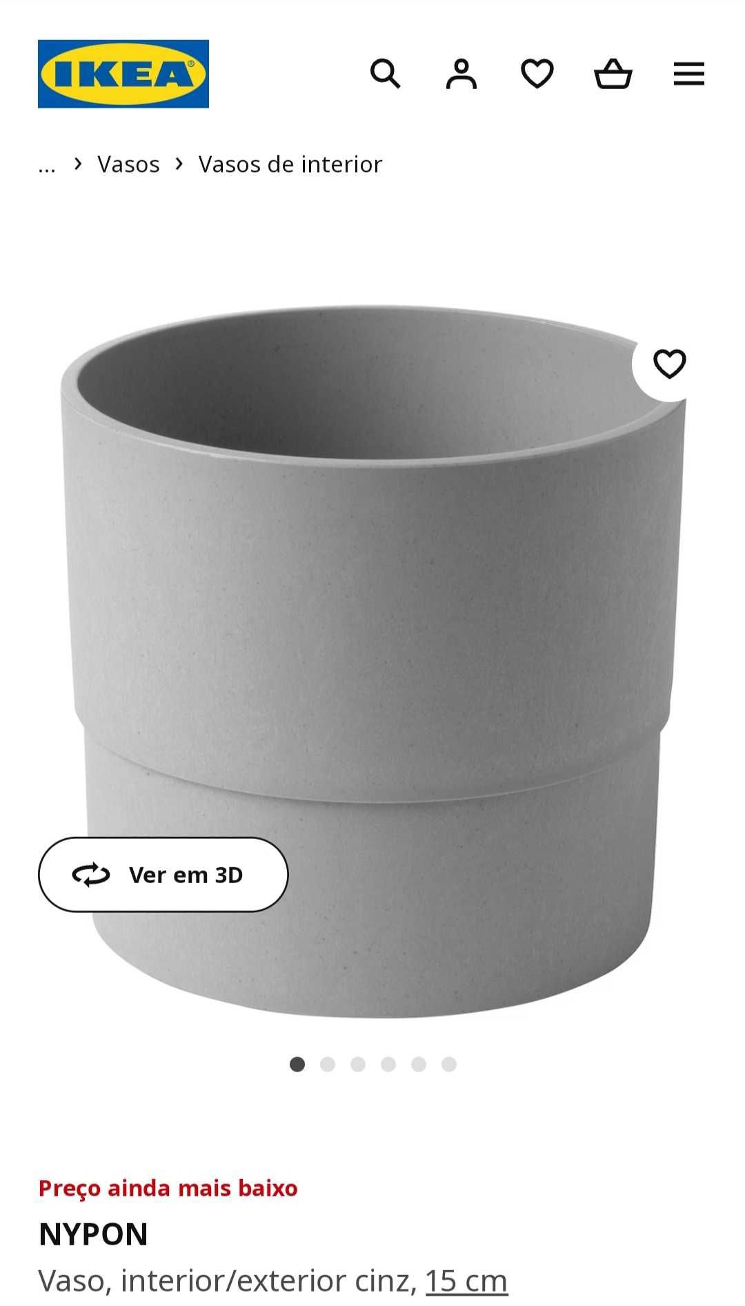 Vaso cinzento ikea