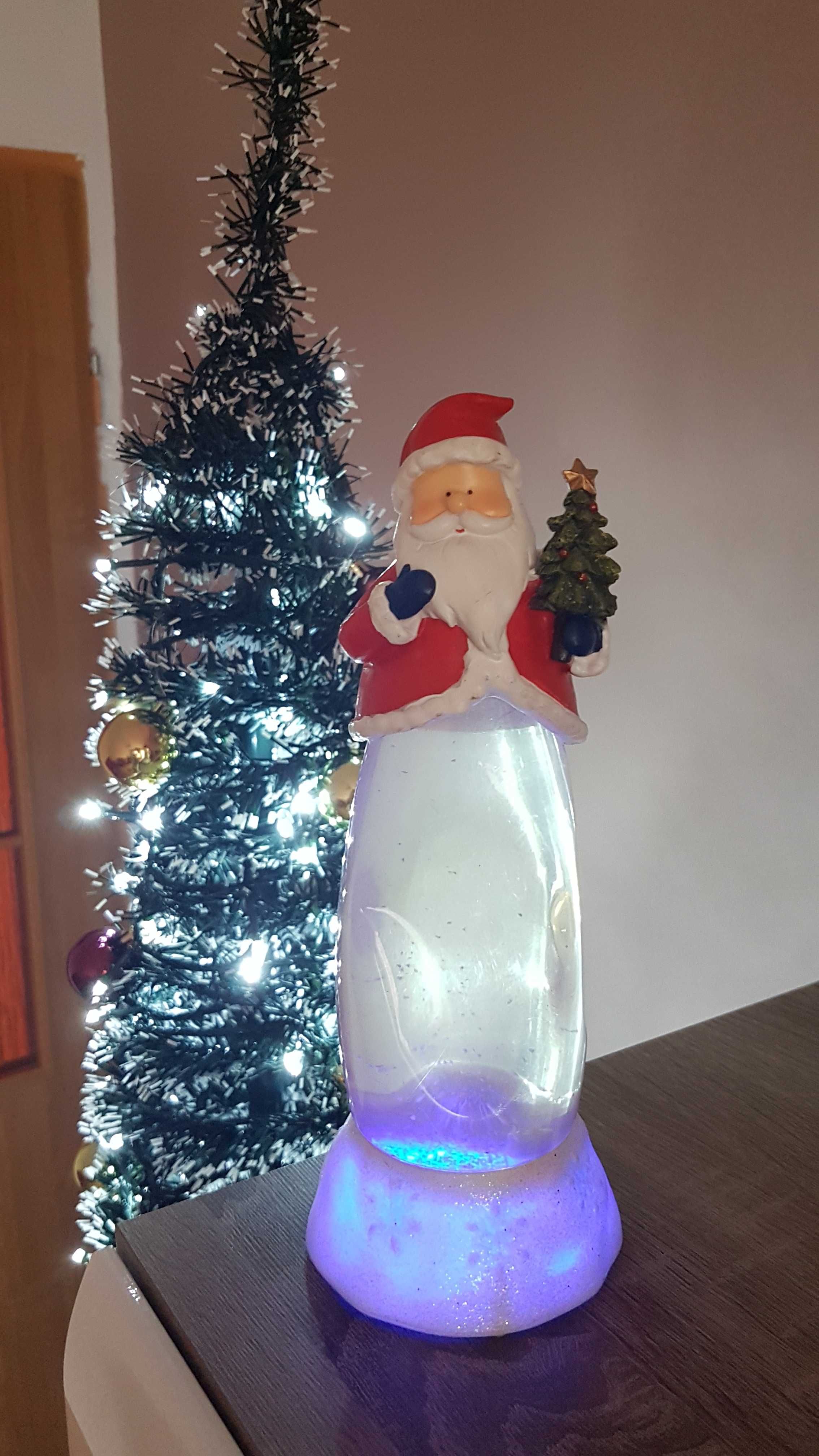 Ozdoba świąteczna:) Mikołaj efekt śniegu,  dźwięku i koloru
