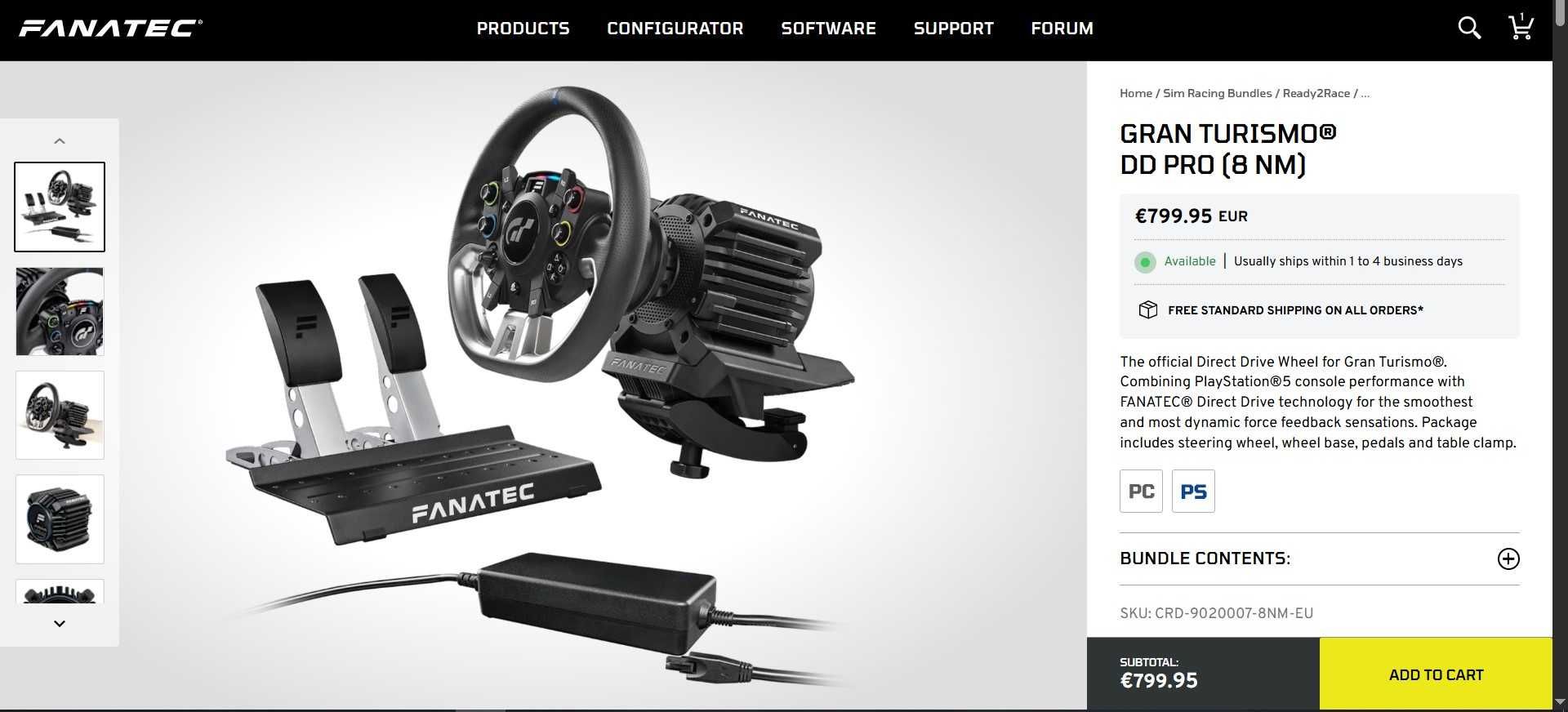 Fanatec GT DD PRO (8nm) + Pedais CSL + Load Cell + Suporte QR2 [NOVO]