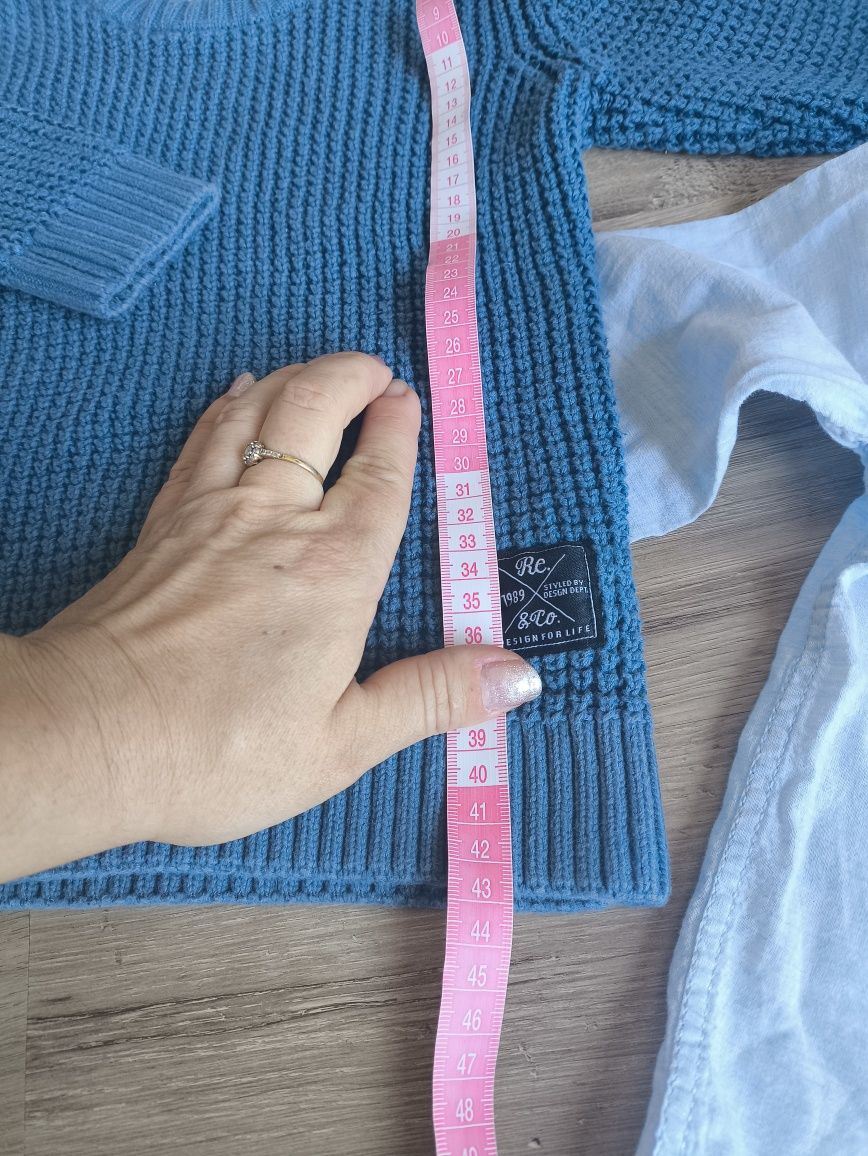 Elegancki komplet Reserved h&m, koszula z długim rękawem sweter