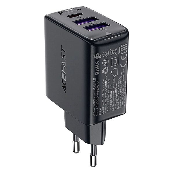 Ładowarka Acefast A57 PD 35W GaN 2 x USB-A + USB-C z 3 portami - czarn