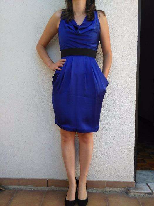 Vestido azul royal h&m com bolsos - TM34