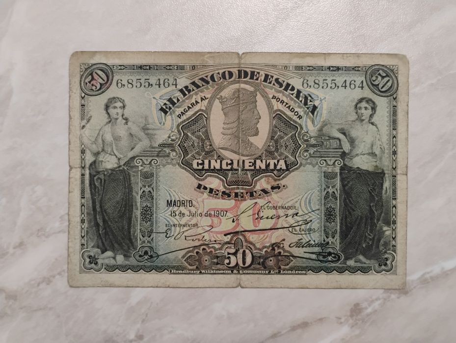 Banknot Hiszpania - 50 peset z 1907 r.