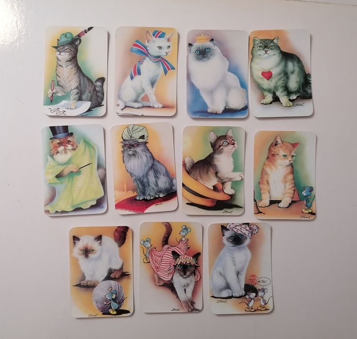 Conjunto de 11 calendários de 1989 de gatos animados