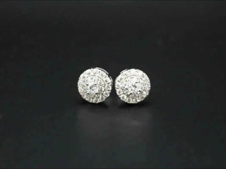 Modne Srebrne Kolczyki Okrągłe z Cyrkoniami - Idealny Prezent!