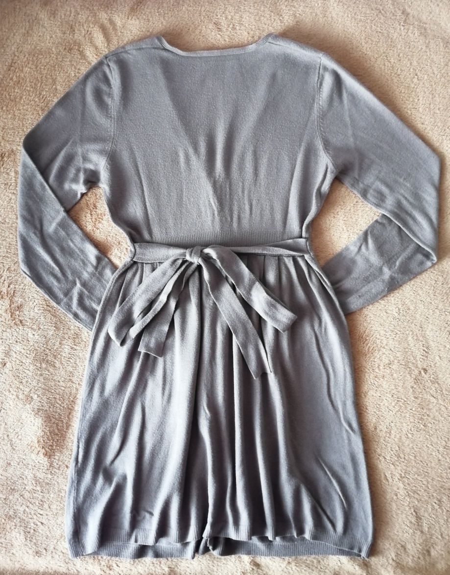 Casaco de malha cinzento comprido (tamanho S) - PORTES GRÁTIS