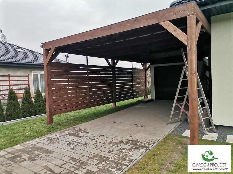 wiata carport płaski dach na jeden samochód montaż