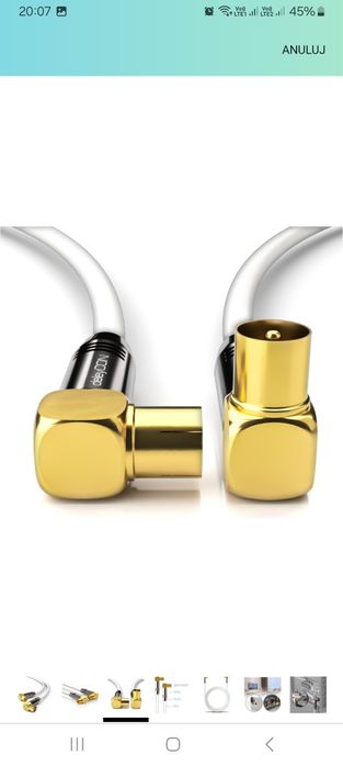 Kabel Koncentryczny Antenowy TV Delay 20m Koncowki