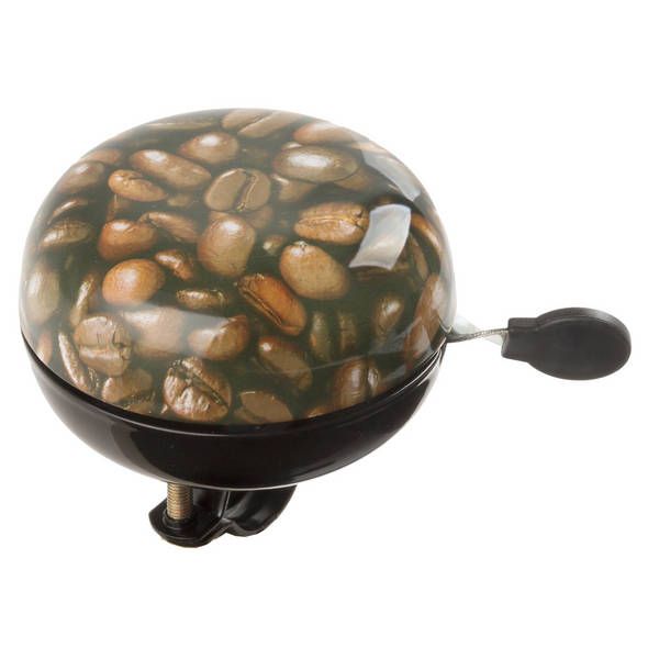 Dzwonek rowerowy retro Ding Dong 80mm kawa kawowy ziarna kawy brązowy