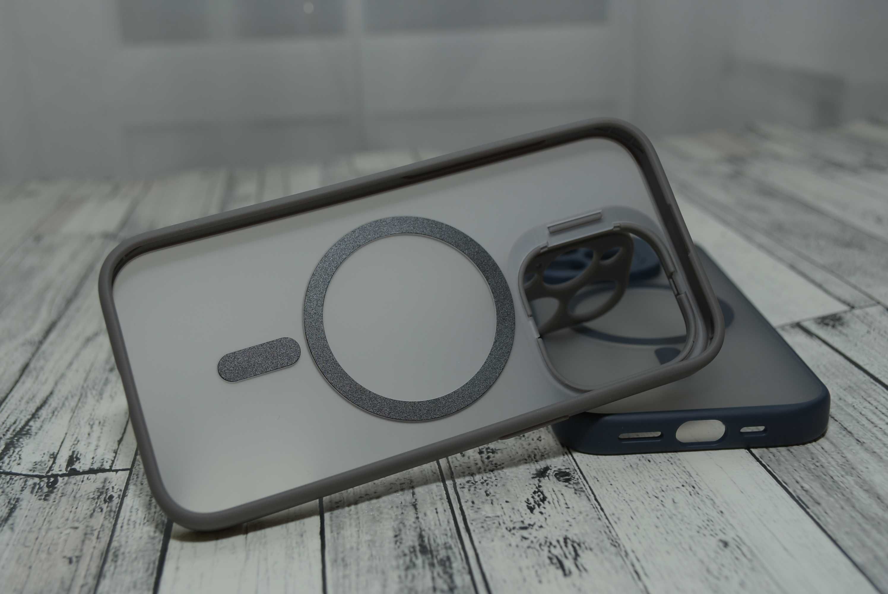 Премиум чехол матовый iPhone 15 pro max Natural Blue Titan magsafe