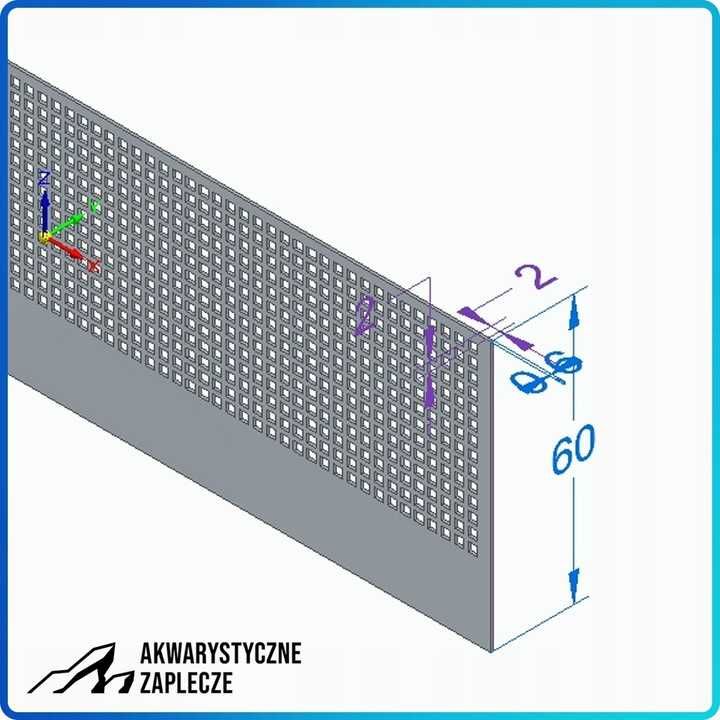 Grzebień przelewowy do akwarium PŁASKI 0,6mm Otwory 2x2mm -Cena za 2cm